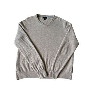 Magaschoni Men’s V-neck Cashmere Sweater XL Tan Pullover